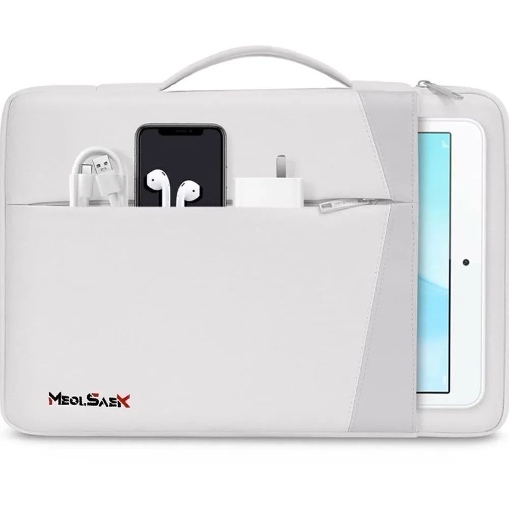 White Tablet Sleeve with Handle and Storage by